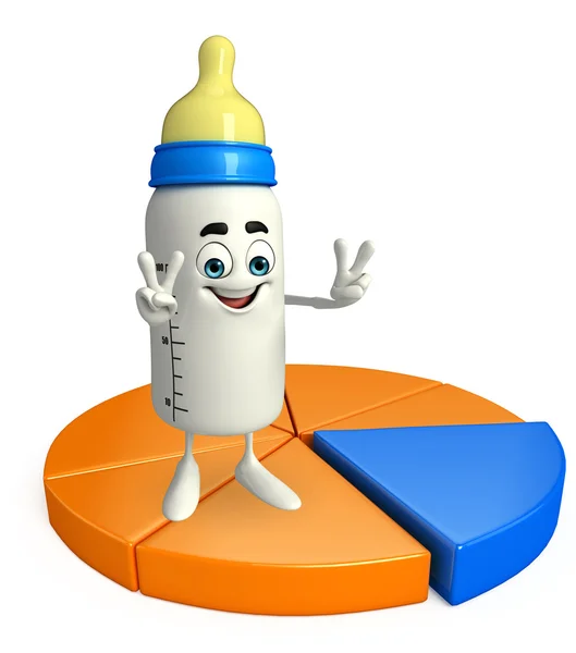 Baby Bottle character with Business graph — Stock Photo, Image