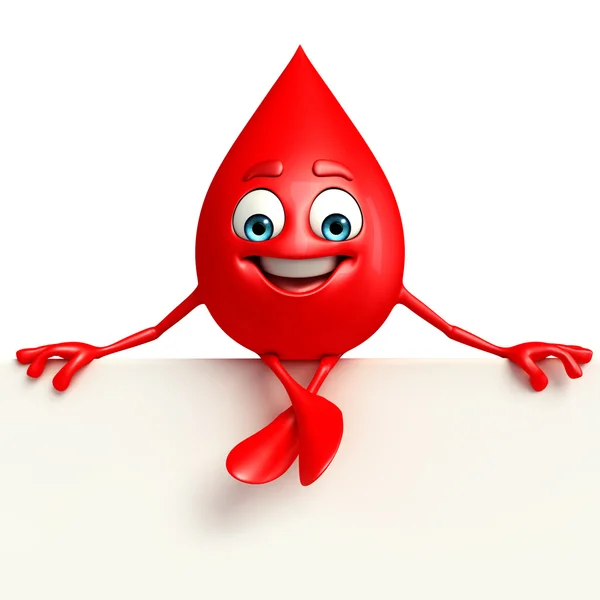 Blood Drop Character with sign — Stock Photo, Image