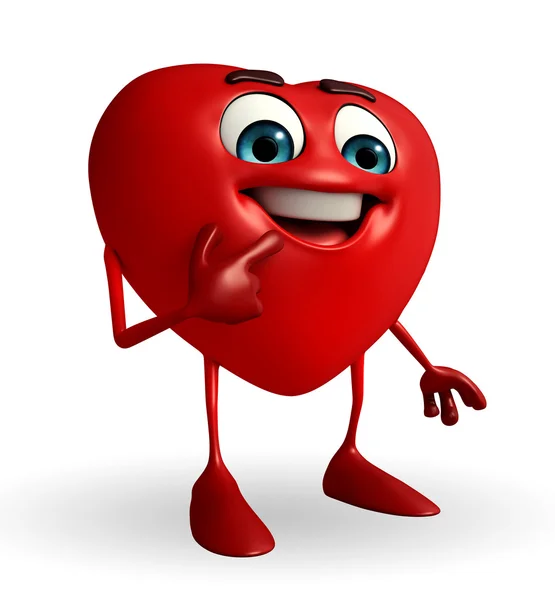 Heart Shape character with shy pose — Stock Photo, Image