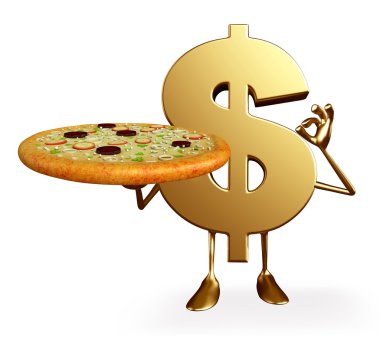 Doları karakter pizza ile
