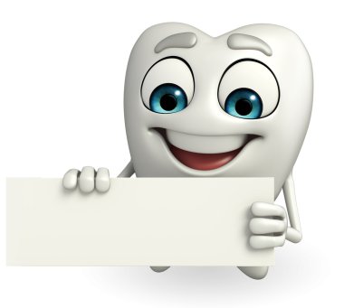 Teeth character with sign  clipart