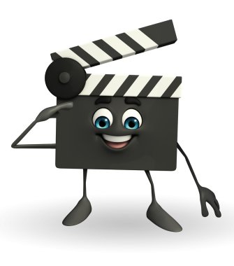 Clapper kurulu karakteri ile selamlamak poz