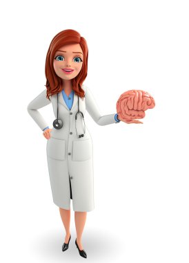 genç bir doktor ile beyin anatomisi