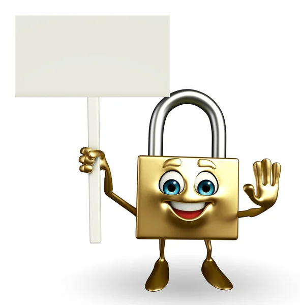 Lock Character with sign — Stock Photo, Image