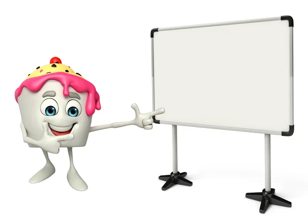 Ice Cream character with display board — Stock Photo, Image