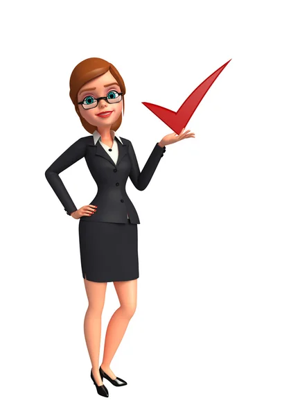 Young Business Woman with right sign — Stock Photo, Image