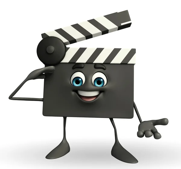 Clapper Board Character with salute pose — Stock Photo, Image