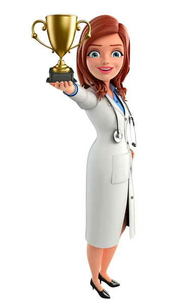 Young Doctor with trophy — Stock Photo, Image