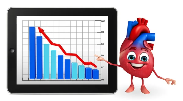 Hart karakter met zakelijke grafiek — Stockfoto