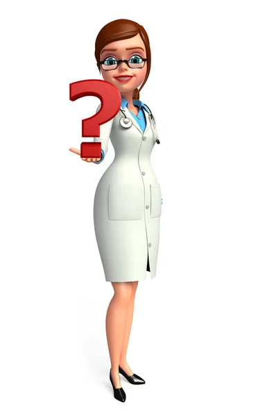 Young Doctor with question mark — Stock Photo, Image