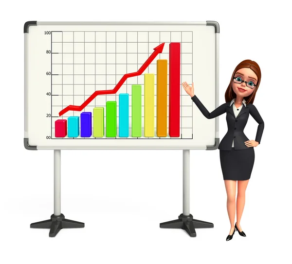 व्यवसाय ग्राफ तरुण व्यवसाय महिला — स्टॉक फोटो, इमेज