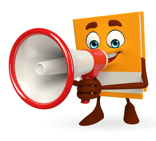 Book Character with loudspeaker — Stock Photo, Image