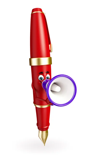 Pen Character with Loudspeaker — Stock Photo, Image