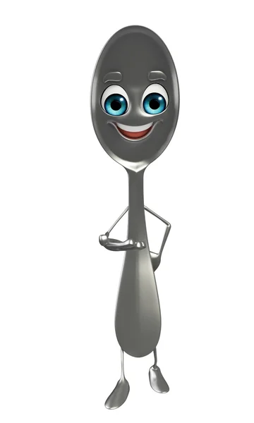 Spoon character is presenting — Stock Photo, Image