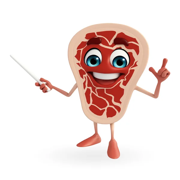 Meat steak character with pointing pose — Stock Photo, Image