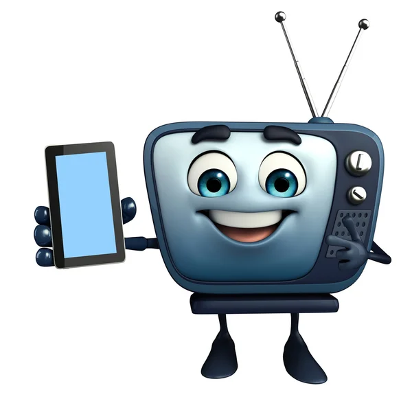 TV-Charakter mit Handy — Stockfoto