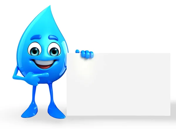 Water Drop karakter met teken — Stockfoto