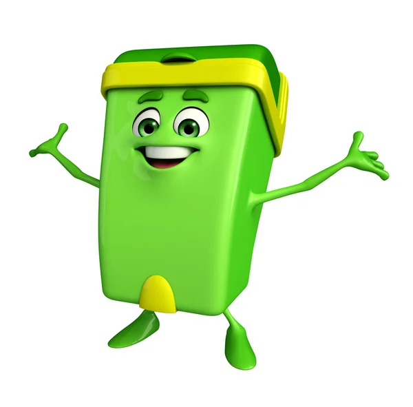 Персонаж мусорного бака с счастливой позой — стоковое фото