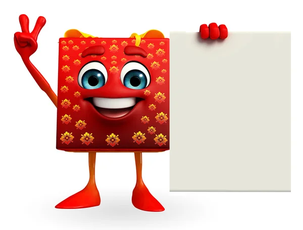 Gift Box Character with sign — Stock Photo, Image