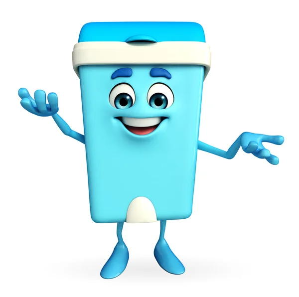 Персонаж мусорного контейнера с удерживающей позой — стоковое фото