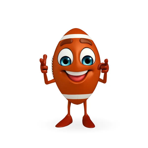 Rubgy ball character is pointing — Stock Photo, Image