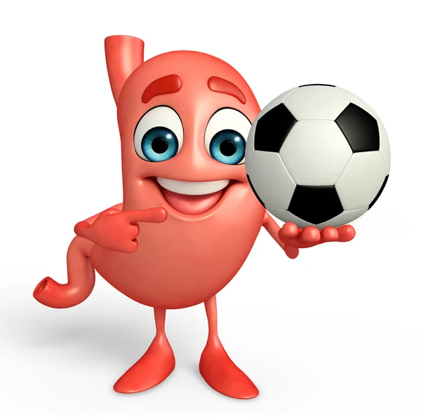 Cartoon Character of stomach with football — Stock Photo, Image