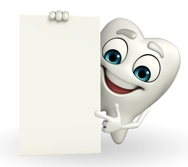 Teeth character with sign — Stock Photo, Image