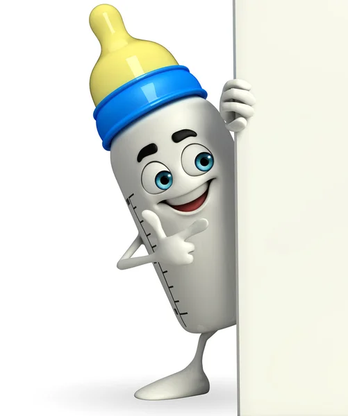 Персонаж из детской бутылочки со знаком — стоковое фото