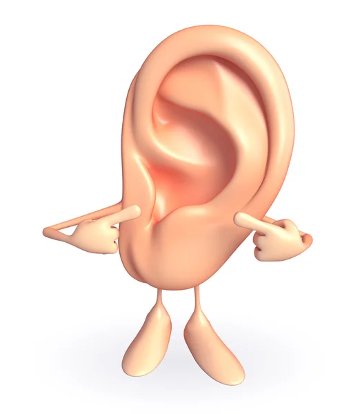 Ear character with pointing pose — Stock Photo, Image