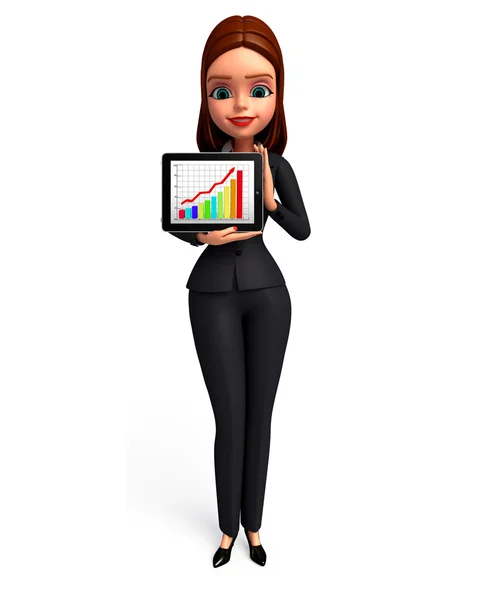 Jovem mulher de negócios com gráfico de negócios — Fotografia de Stock