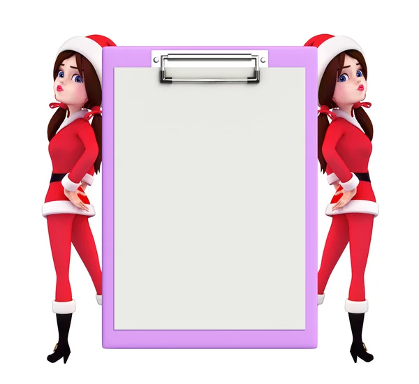 Personagem de Santa Girl com bloco de notas — Fotografia de Stock