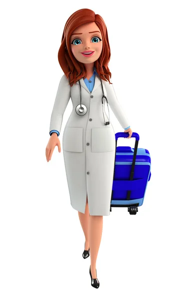 Doctor joven con bolsa de viaje — Foto de Stock