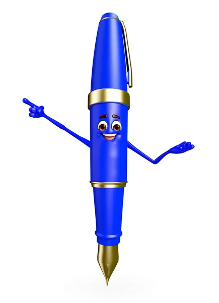 Pen Character is pointing — Stock Photo, Image