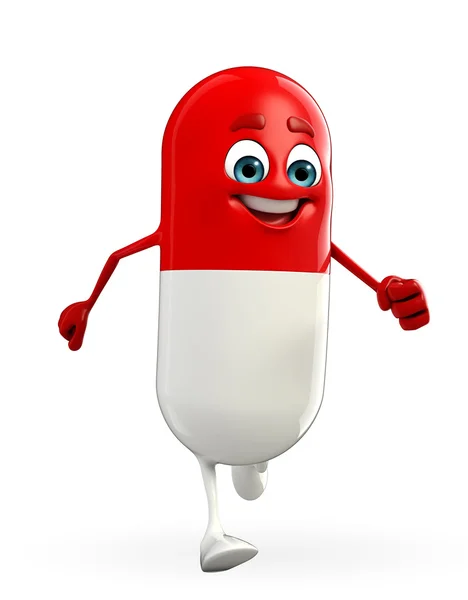 Pill Character is running — Stock Photo, Image