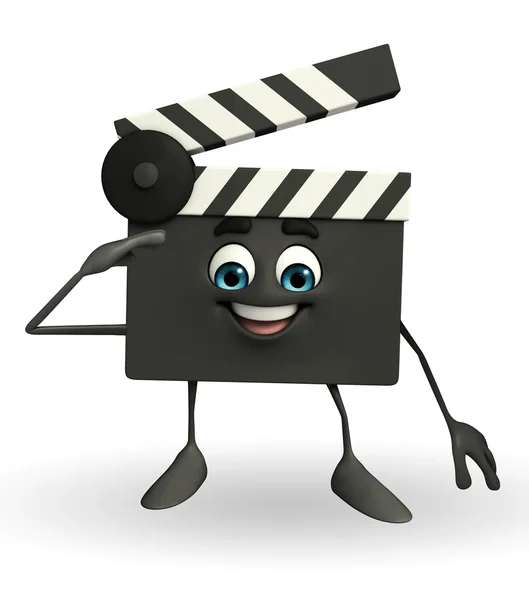 Clapper Board Character with salute pose — Stock Photo, Image