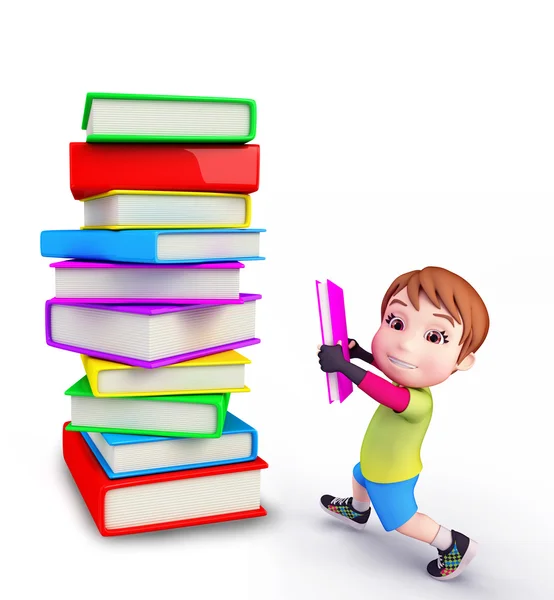 Cute boy with books — Stock Photo, Image