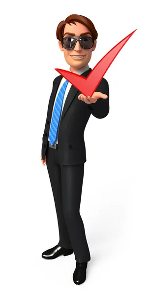 Young Business Man with right sign — Stock Photo, Image