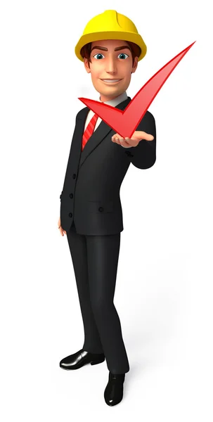 Young Business Man with right sign — Stock Photo, Image