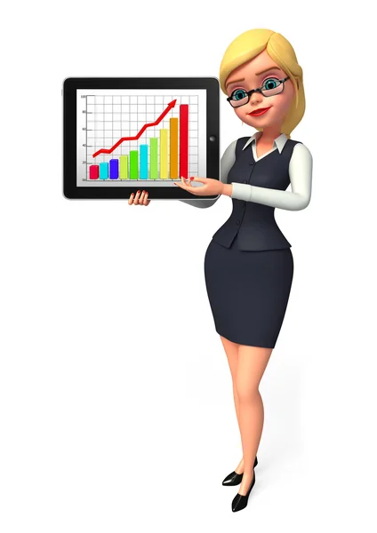 Menina de escritório jovem com gráfico de negócios — Fotografia de Stock
