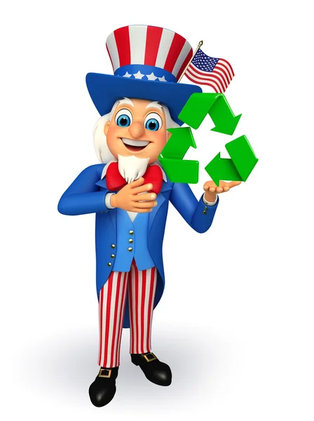 Oncle Sam avec icône de recyclage — Photo