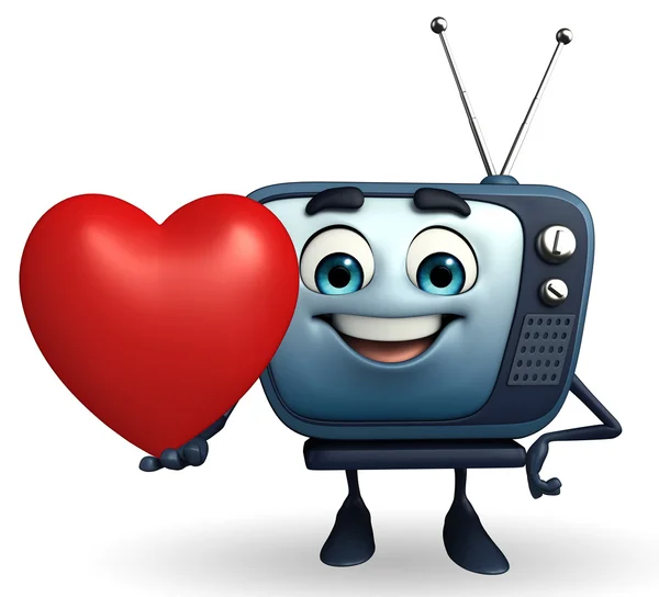 TV karakter met rood hart — Stockfoto