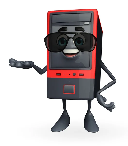 Computer Cabinet Character with holding pose — ストック写真