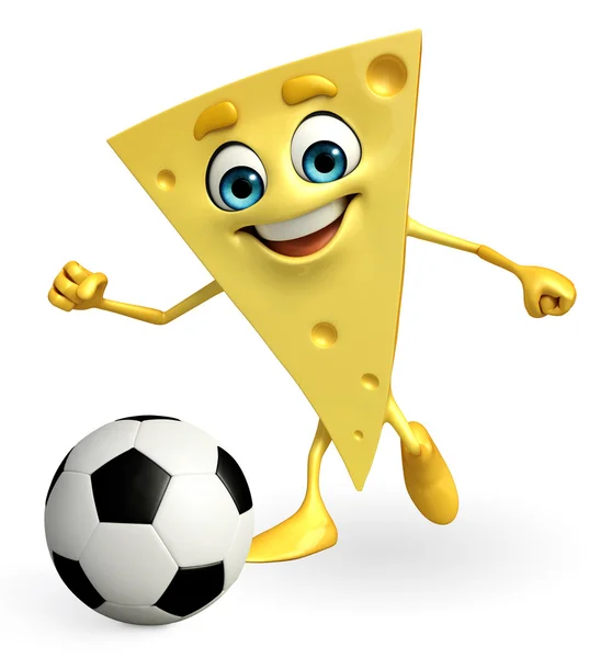 Peynir karakter futbol oynuyor — Stok fotoğraf