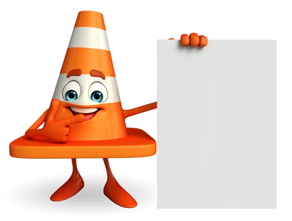 Construction Cone Character with sign — Stock Photo, Image