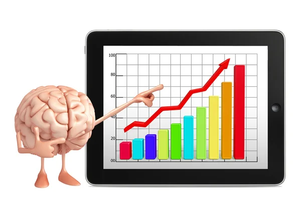 Cerebro Carácter con gráfico de negocios — Foto de Stock