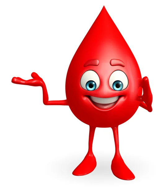 Blood Drop Character is presenting — Stock Photo, Image