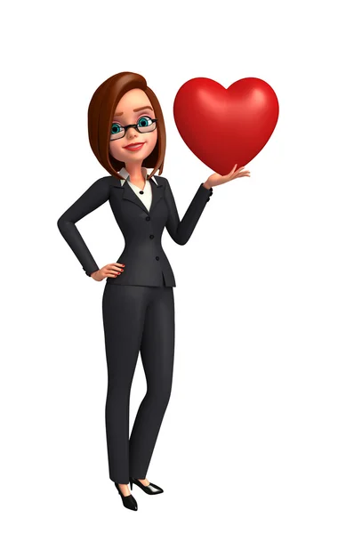 Young Business Woman with red heart — Stock Photo, Image