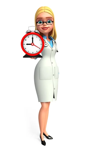 Young Doctor with table clock — Stock Photo, Image