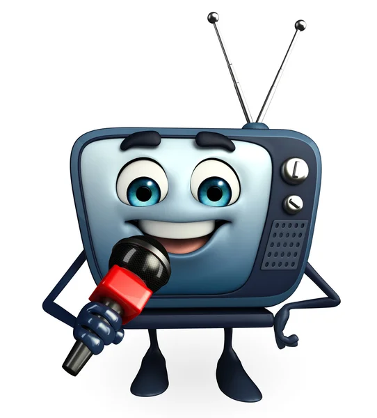 Personaje de TV con micrófono — Foto de Stock