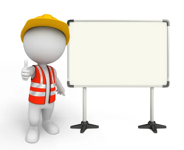 Young worker with display board — Stock Photo, Image